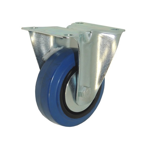 RUOTA IN GOMMA BLU CON SUPPORTO FISSO